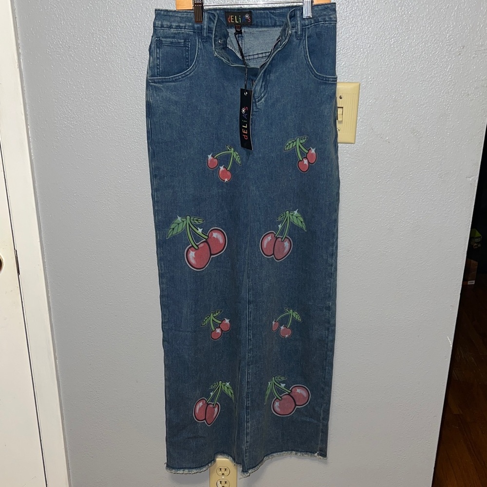 dELiA*s Rainbow Logo Blue Denim Waistband